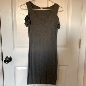 GARAGE Brand, Stretchy Grey Cold Shoulder Mini Dress